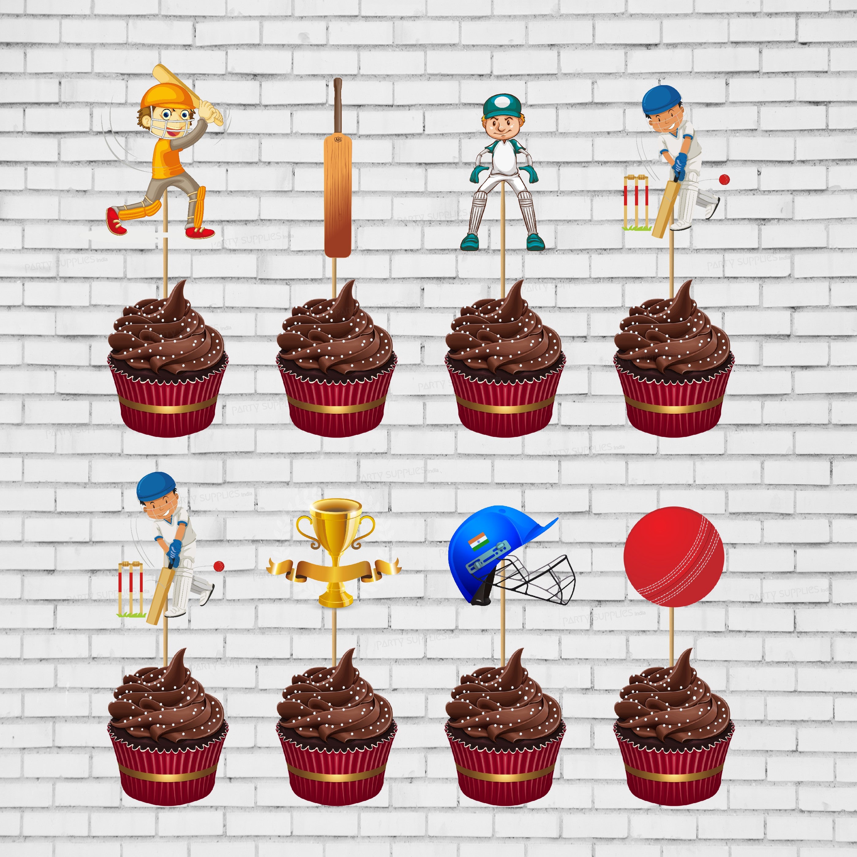 FI - FLICK IN 6 pcs Set of Cake Topper Cricket Theme for Happy Birthday,  Wedding Cakes Cupcake Decoration Baby Shower Party Decorating Items (Pack  of 6, Multicolor) : Amazon.in: Home & Kitchen
