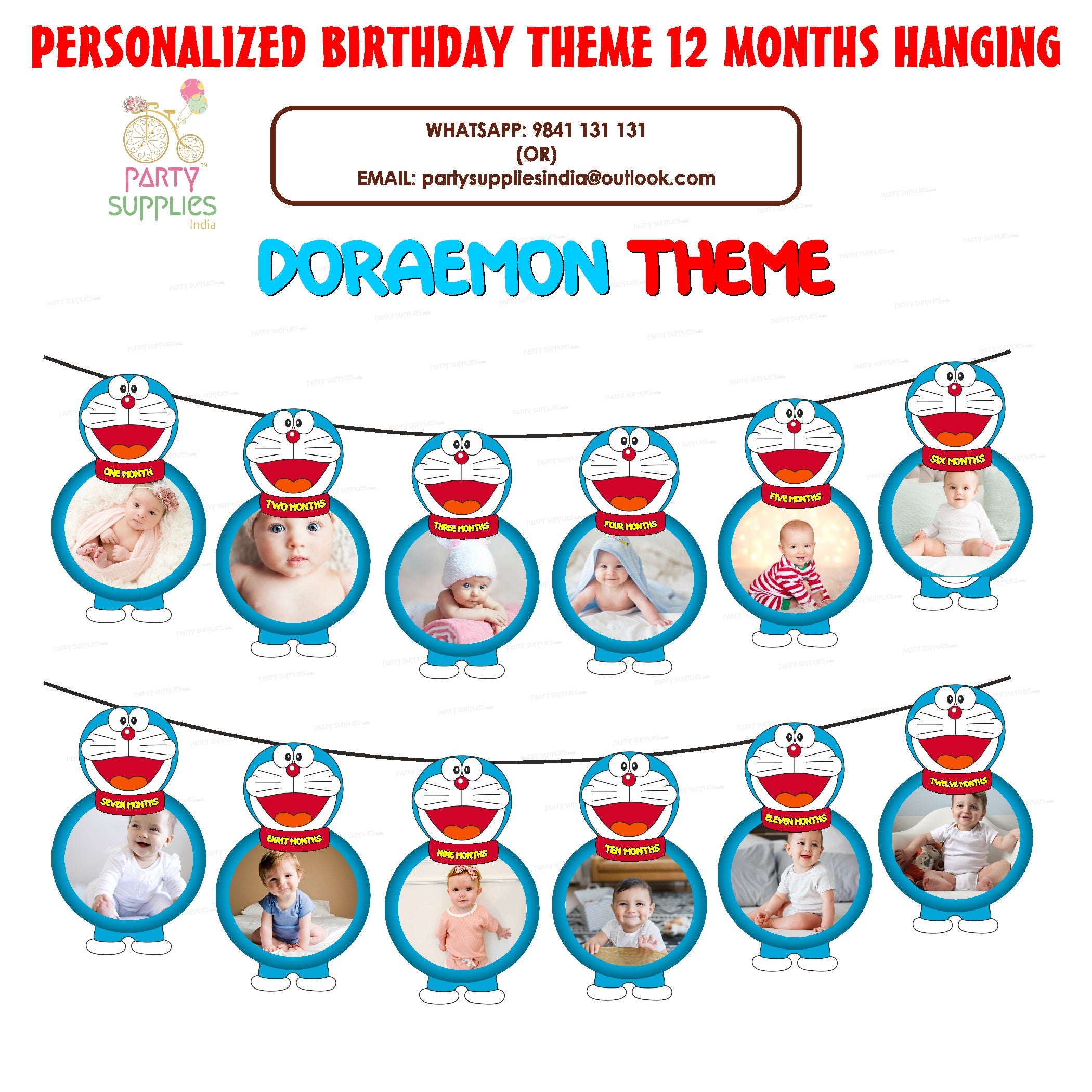 Doraemon Theme 12 Months Photo Banner