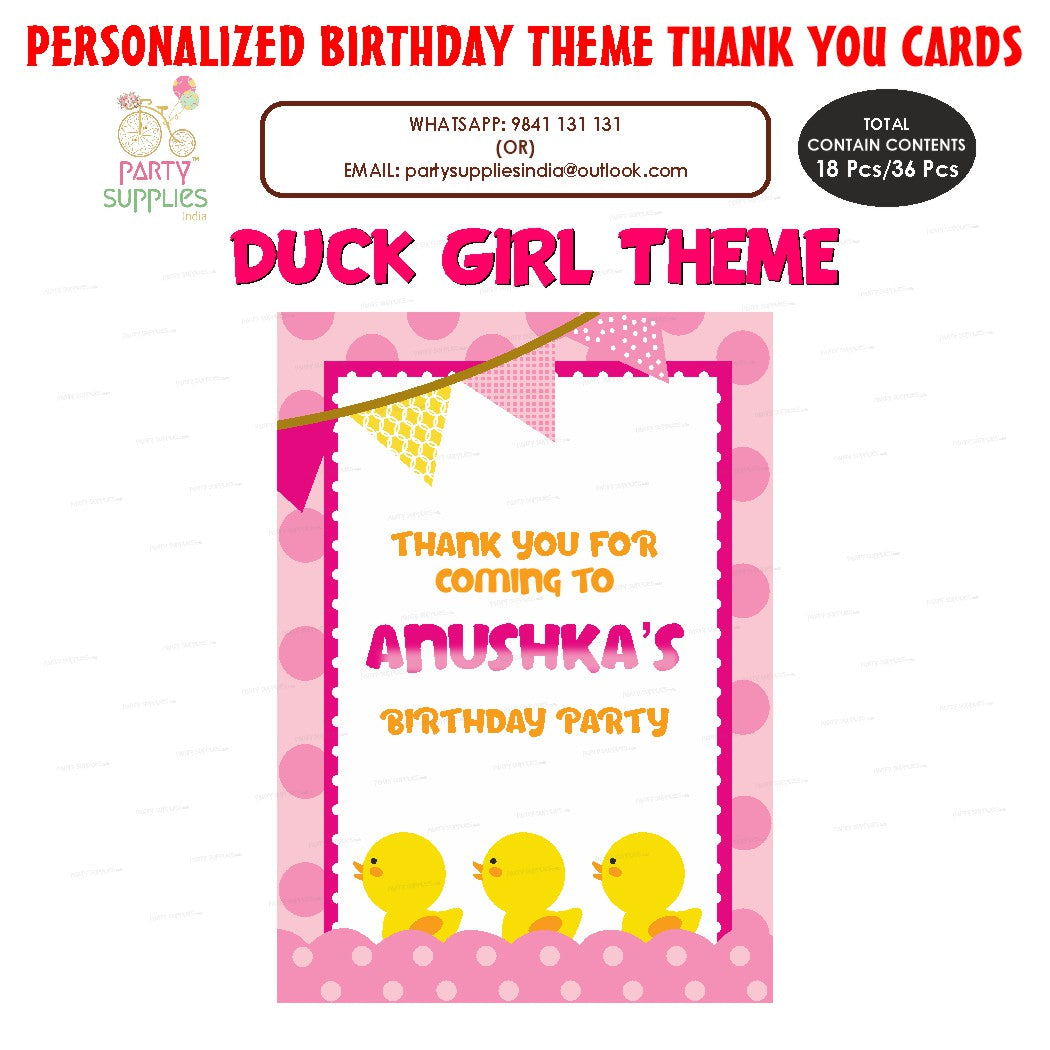 Duck Theme Girl Thank You Card