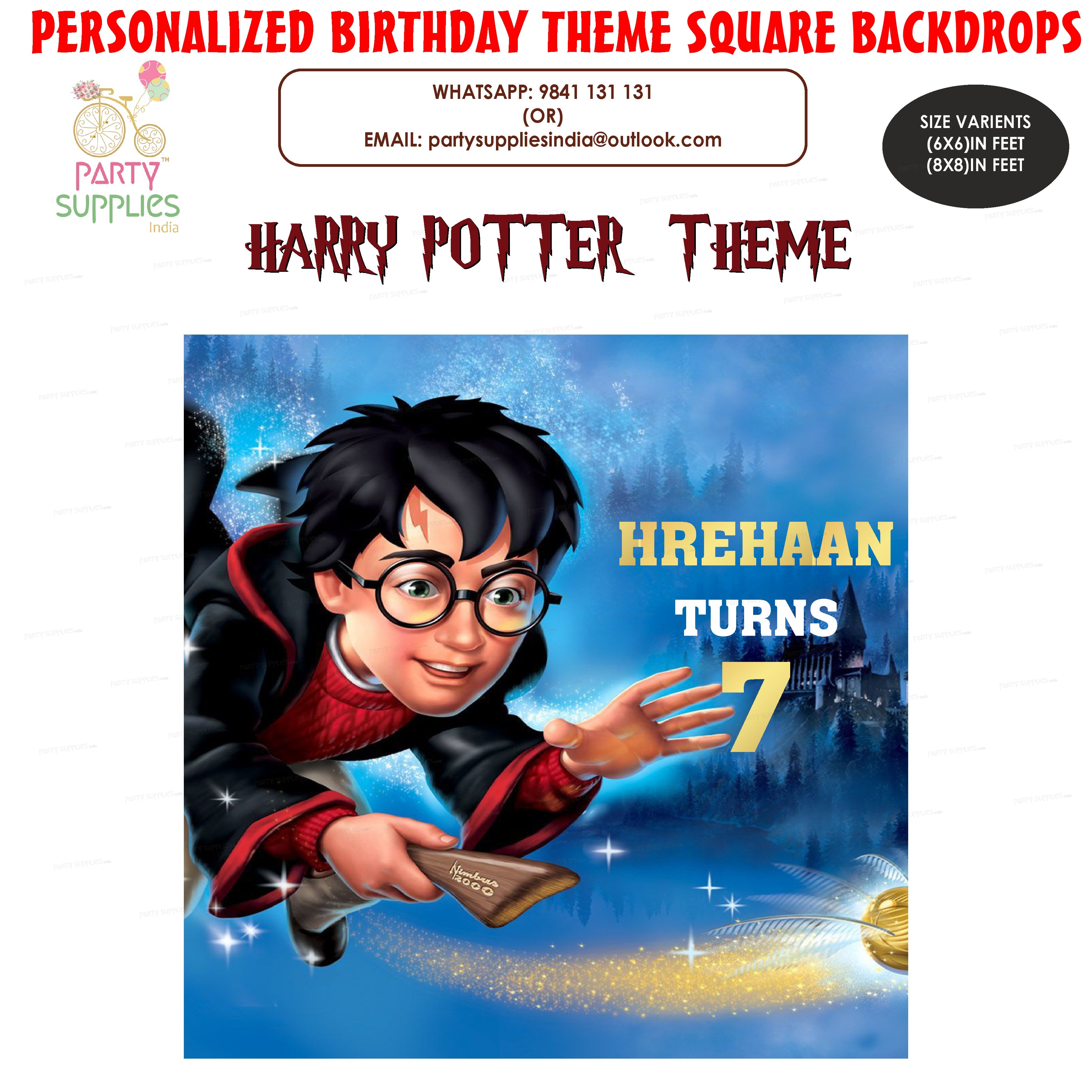 Harry Potter Theme Customized Square Backdrop | Party supplies online ...