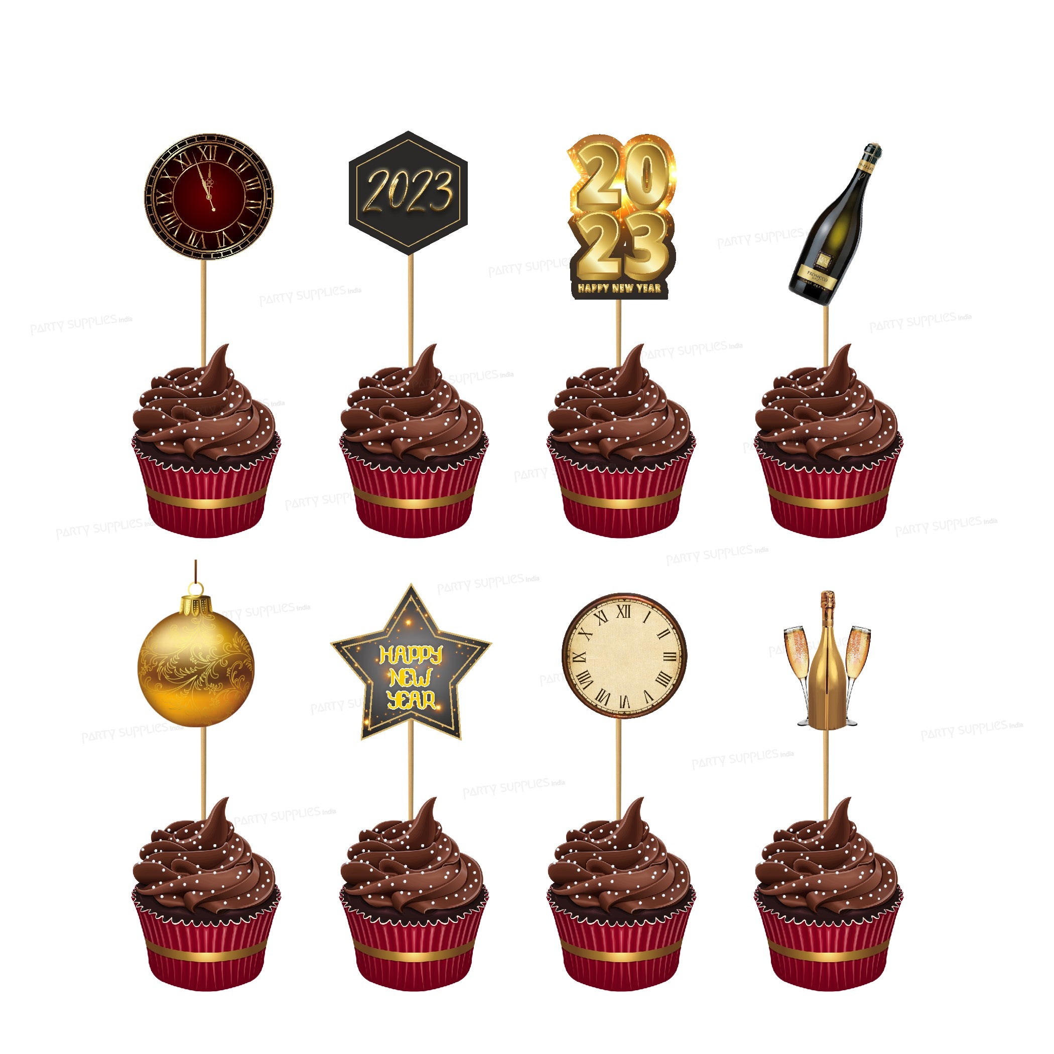 PSI New Year Theme Cup Cake Topper