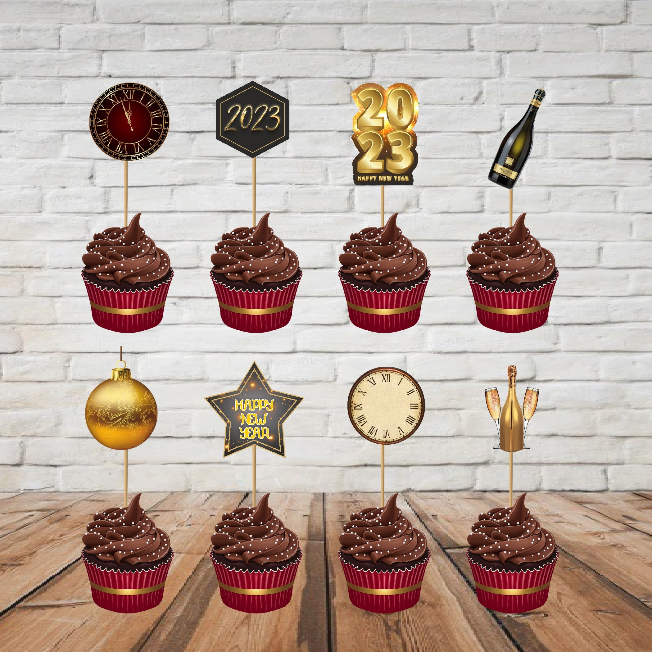 PSI New Year Theme Cup Cake Topper