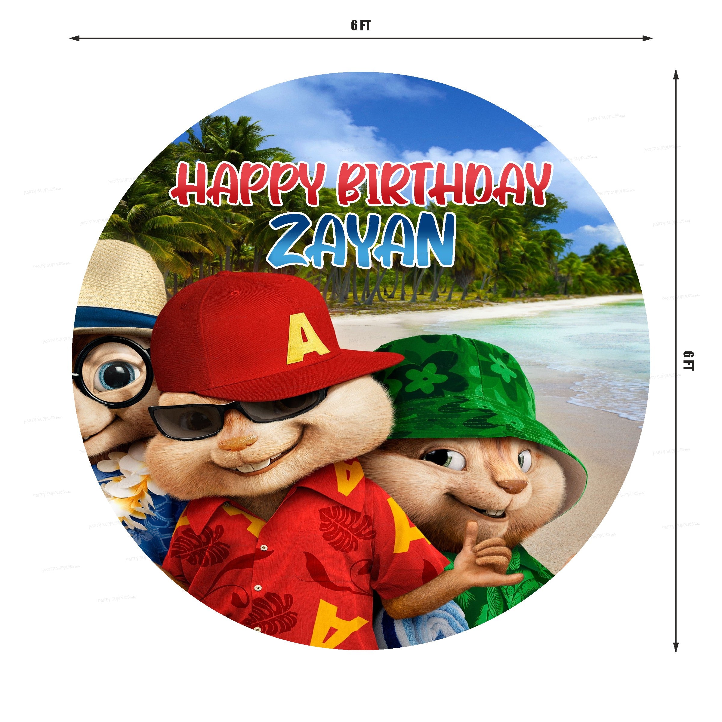 Alvin and Chipmunks Theme Customized Round Backdrop