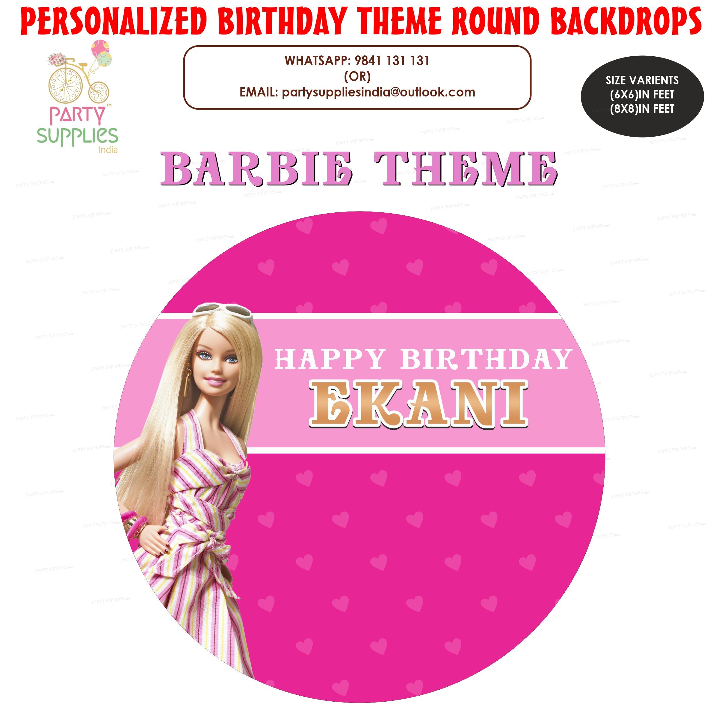 Barbie Theme Round Backdrop