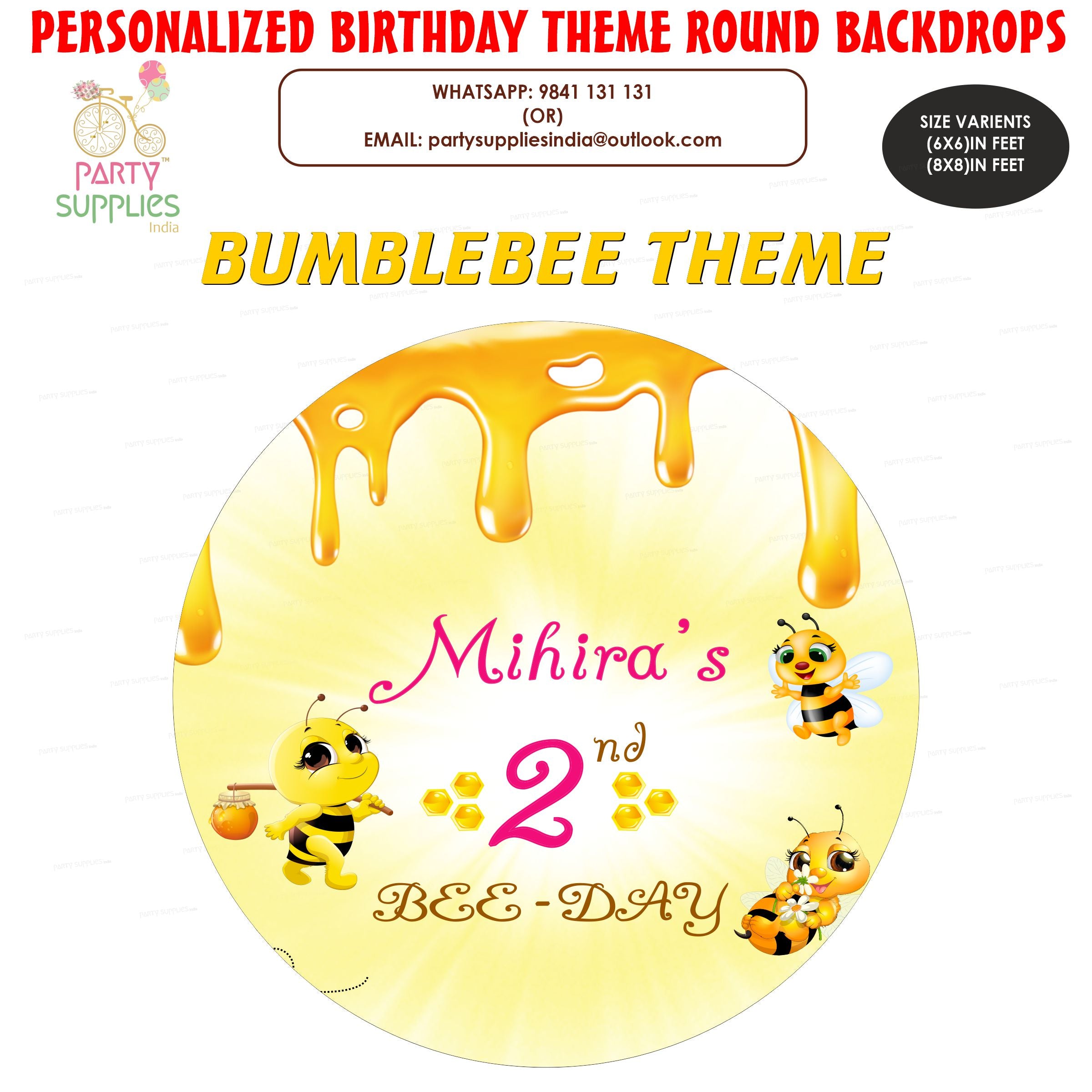 Bumble Bee Theme Round Backdrop