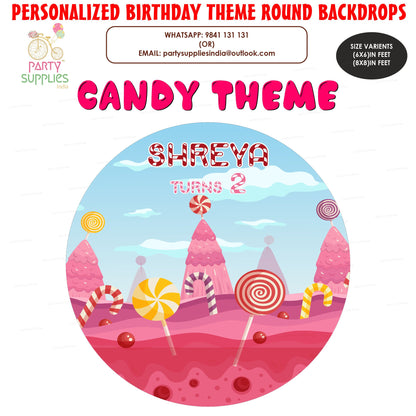 Candy Hill Theme Round Backdrop