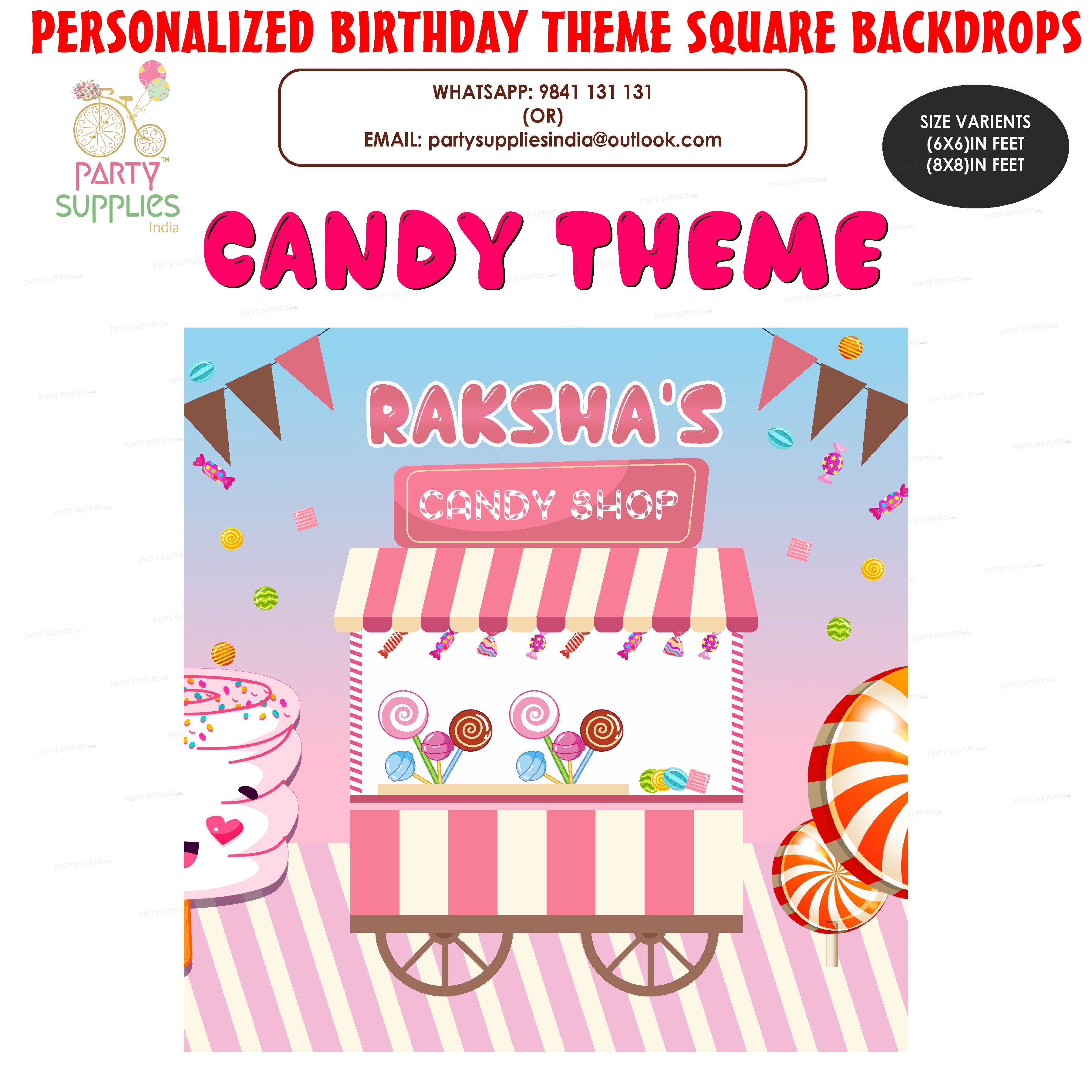 Candy Shop Theme Square Backdrop