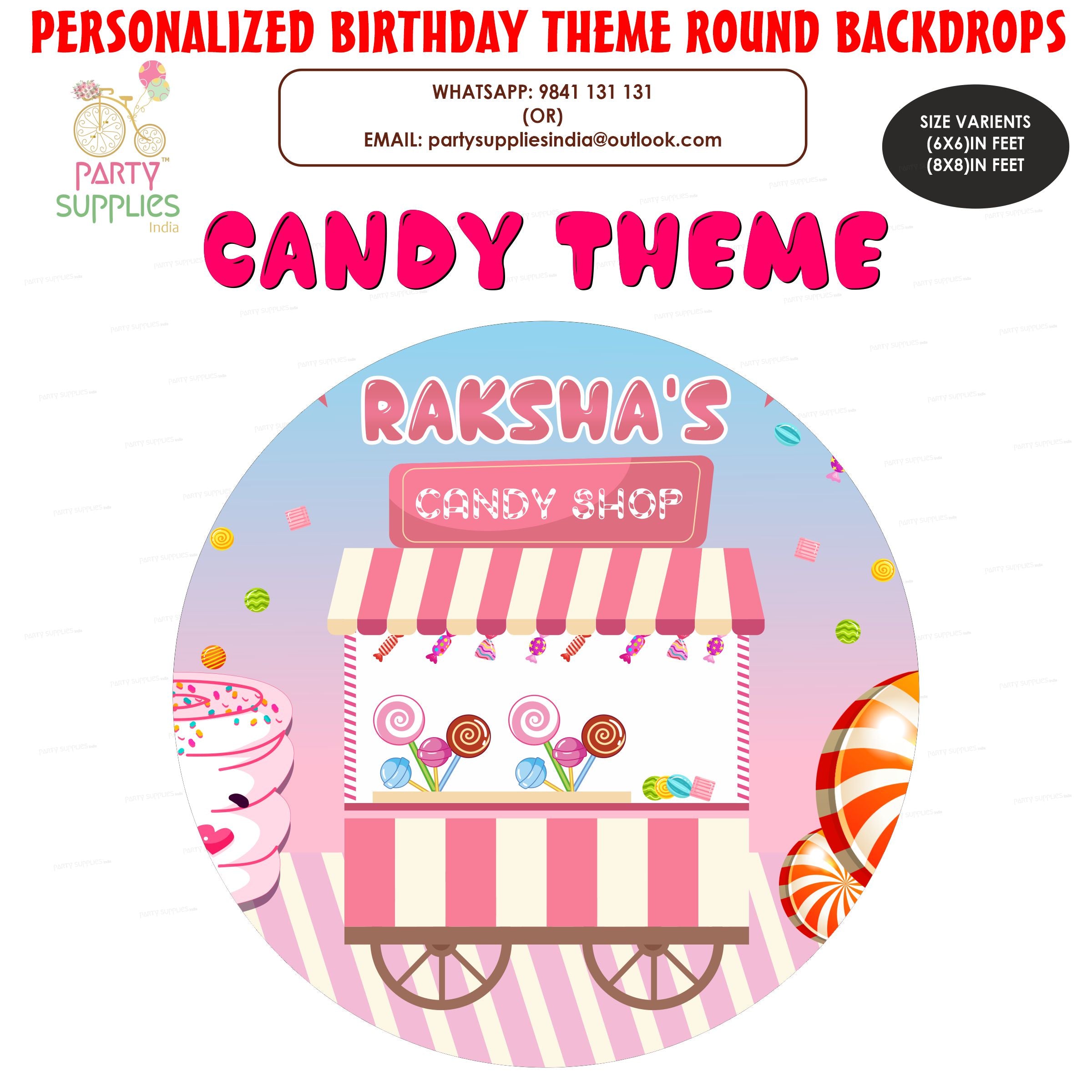 Candy Shop Theme Round Backdrop