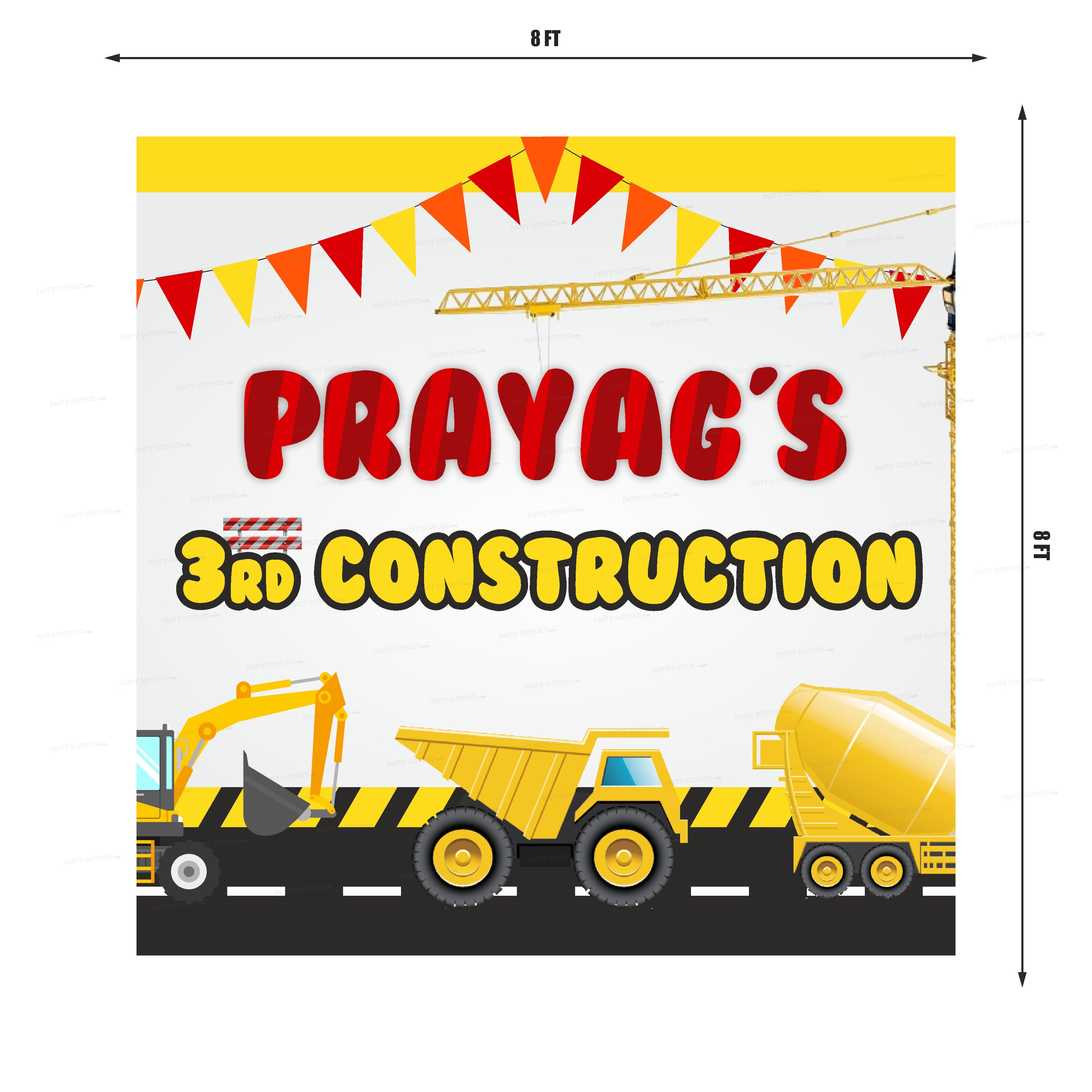 Construction Theme Personalized Square Backdrop