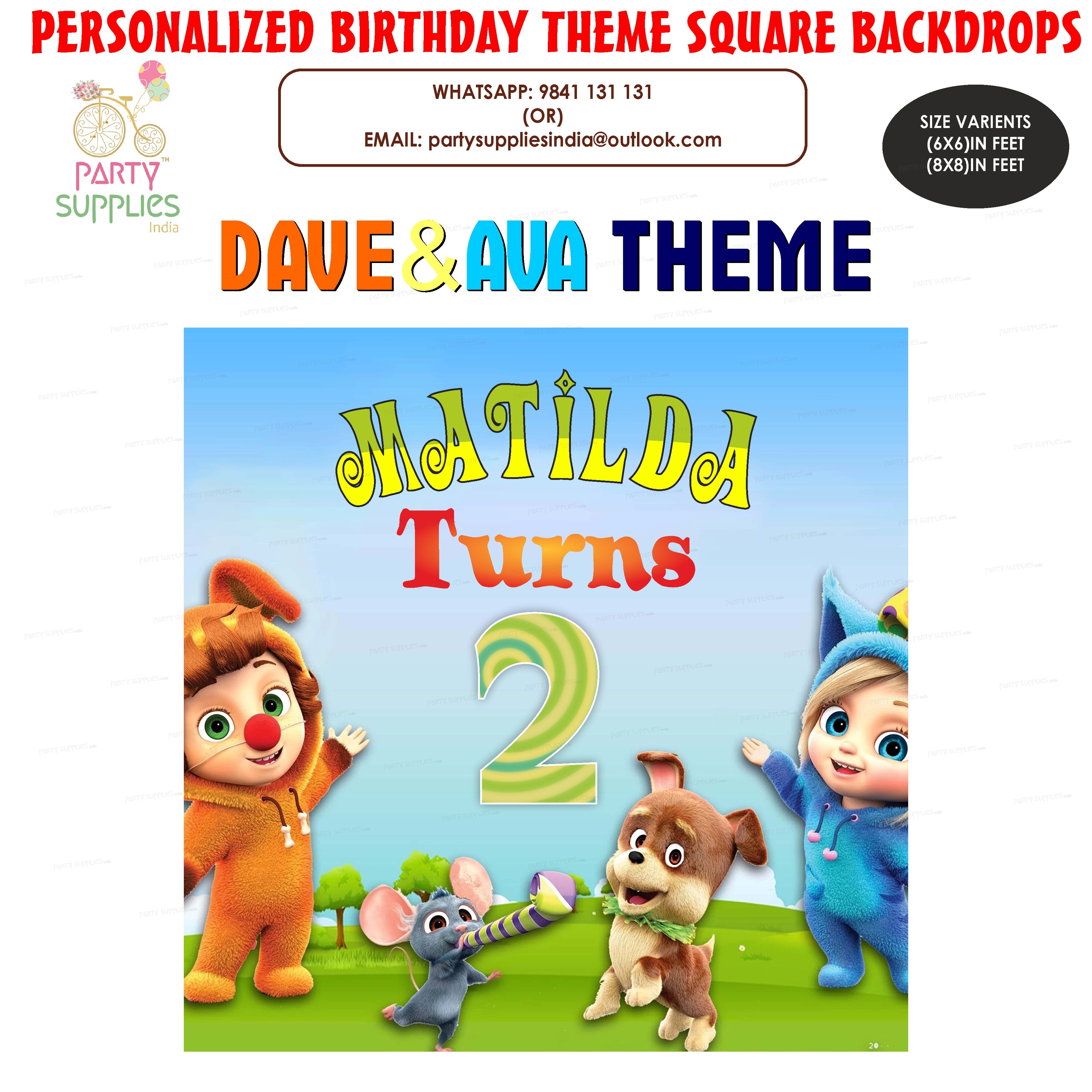 Dave &amp; Ava Theme Square Backdrop