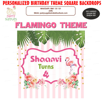 Flamingo Theme Personalized Square Backdrop