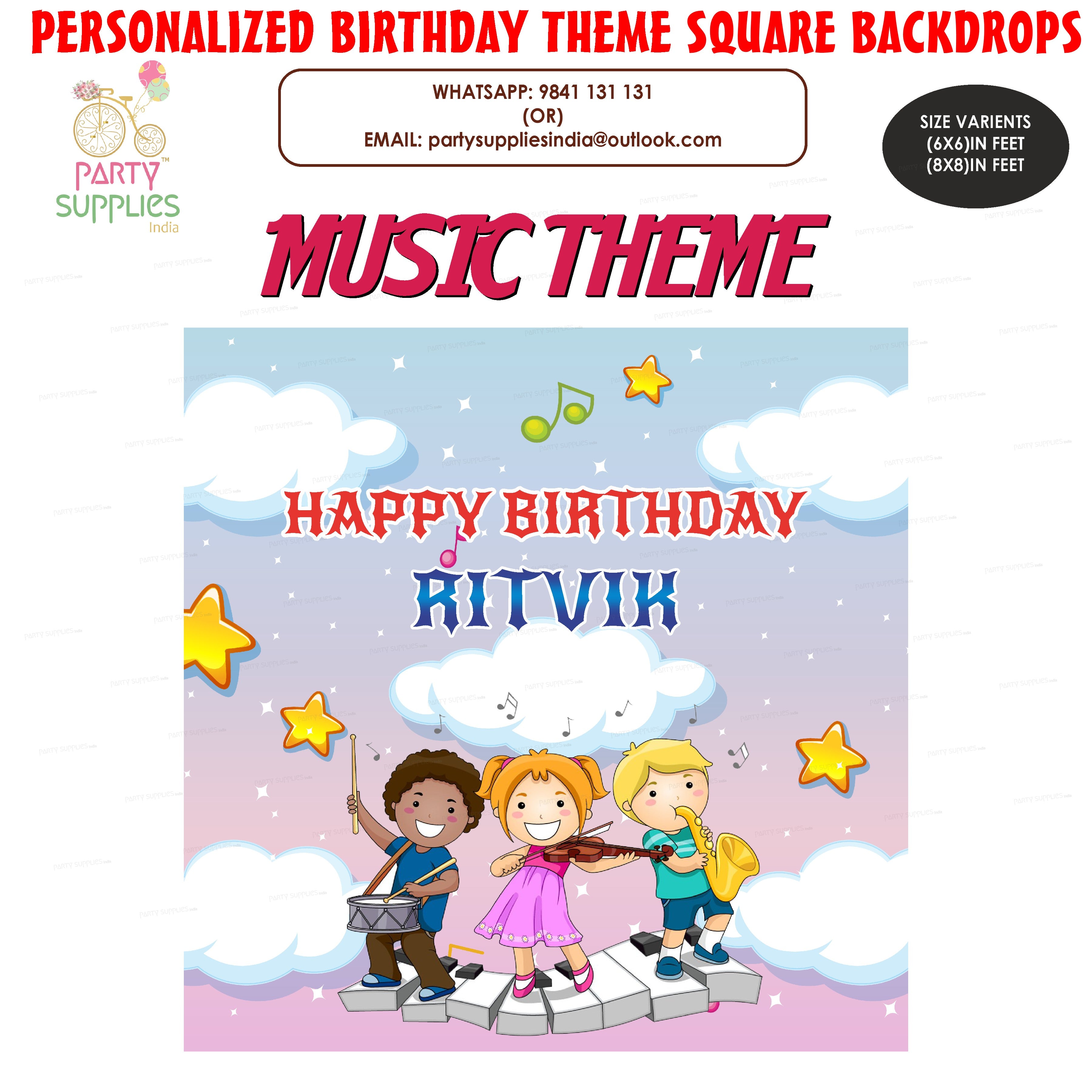 Music Theme Customized Square Backdrop