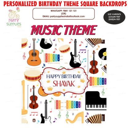 Music Theme Personalized Square Backdrop