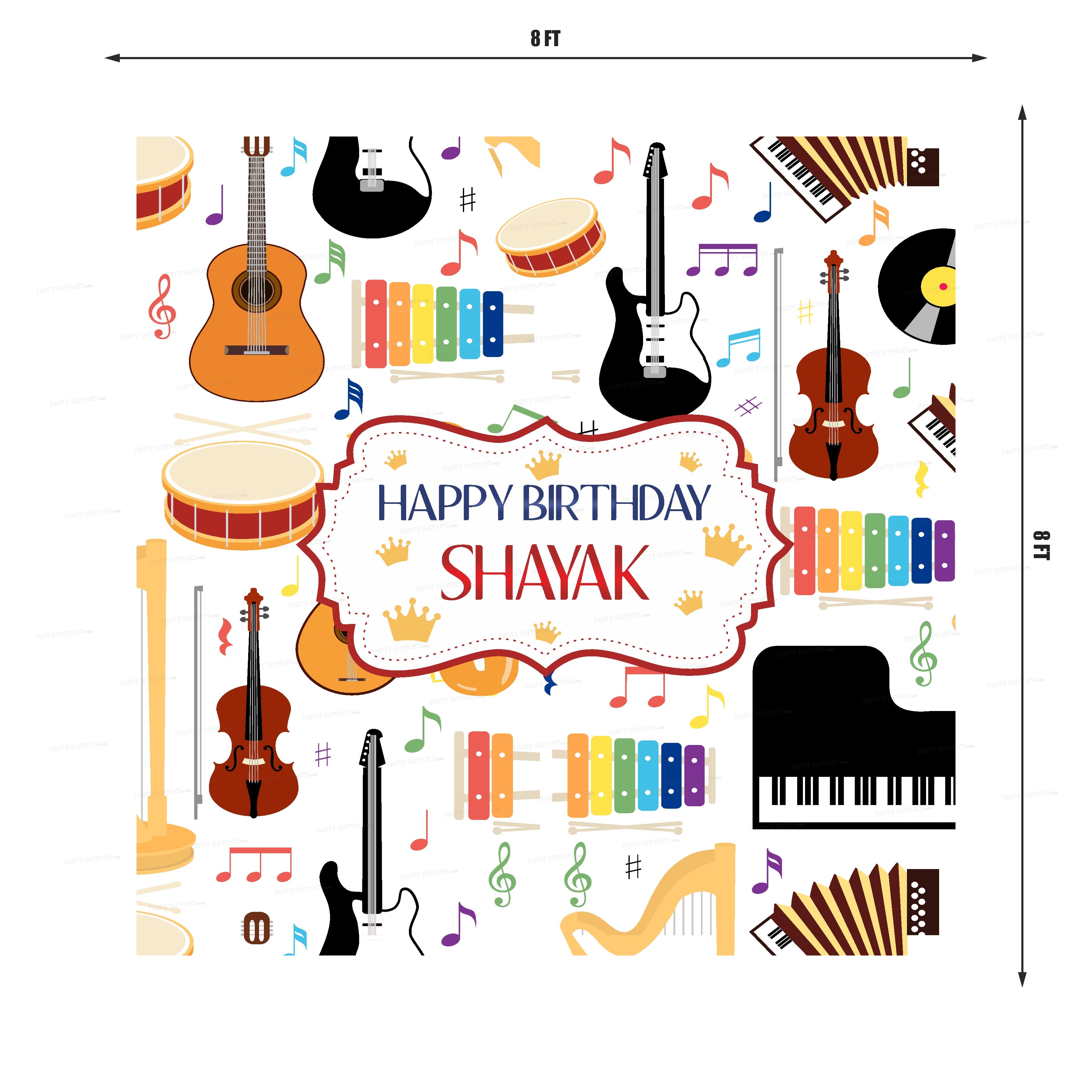 Music Theme Personalized Square Backdrop