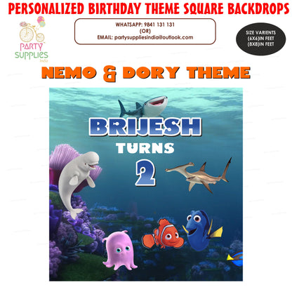 Nemo and Dory Theme Square Backdrop