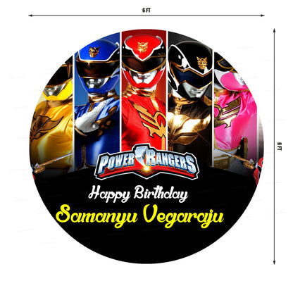 Power Rangers Theme Customized Round Backdrop