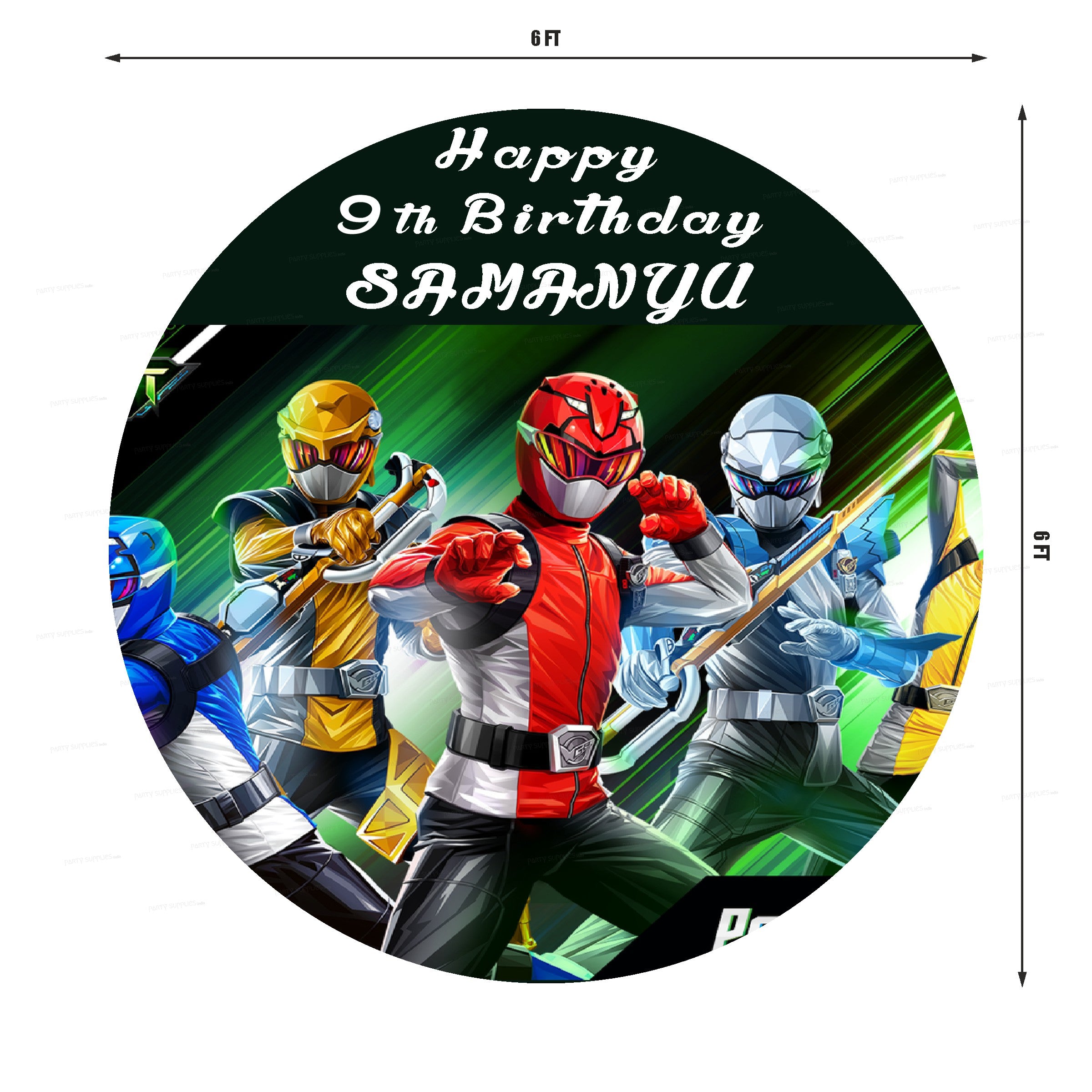 Power Rangers Theme Personalized Round Backdrop