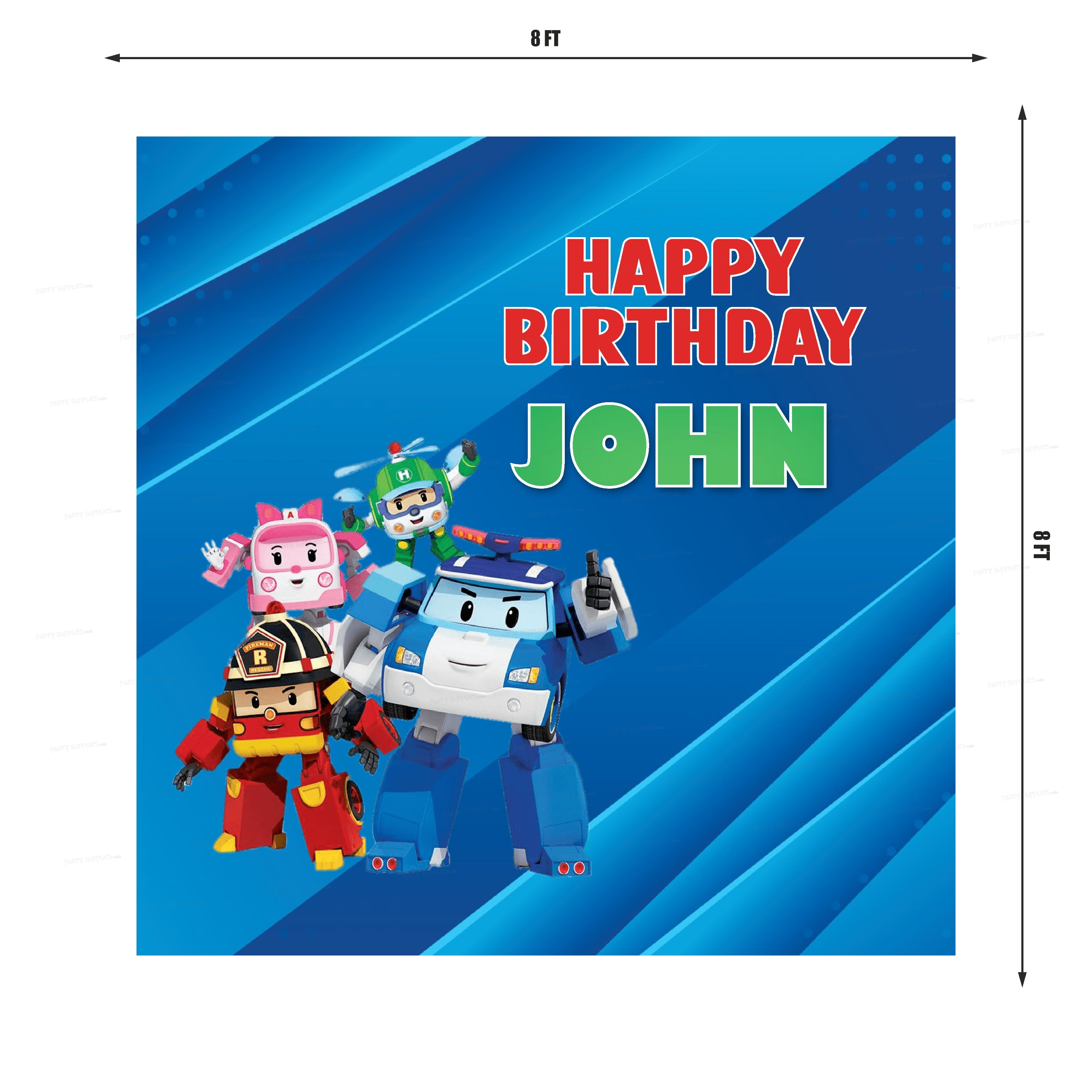 Robo Poli Theme Customized Square Backdrop