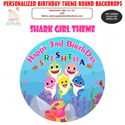 Shark Girl Round Backdrop