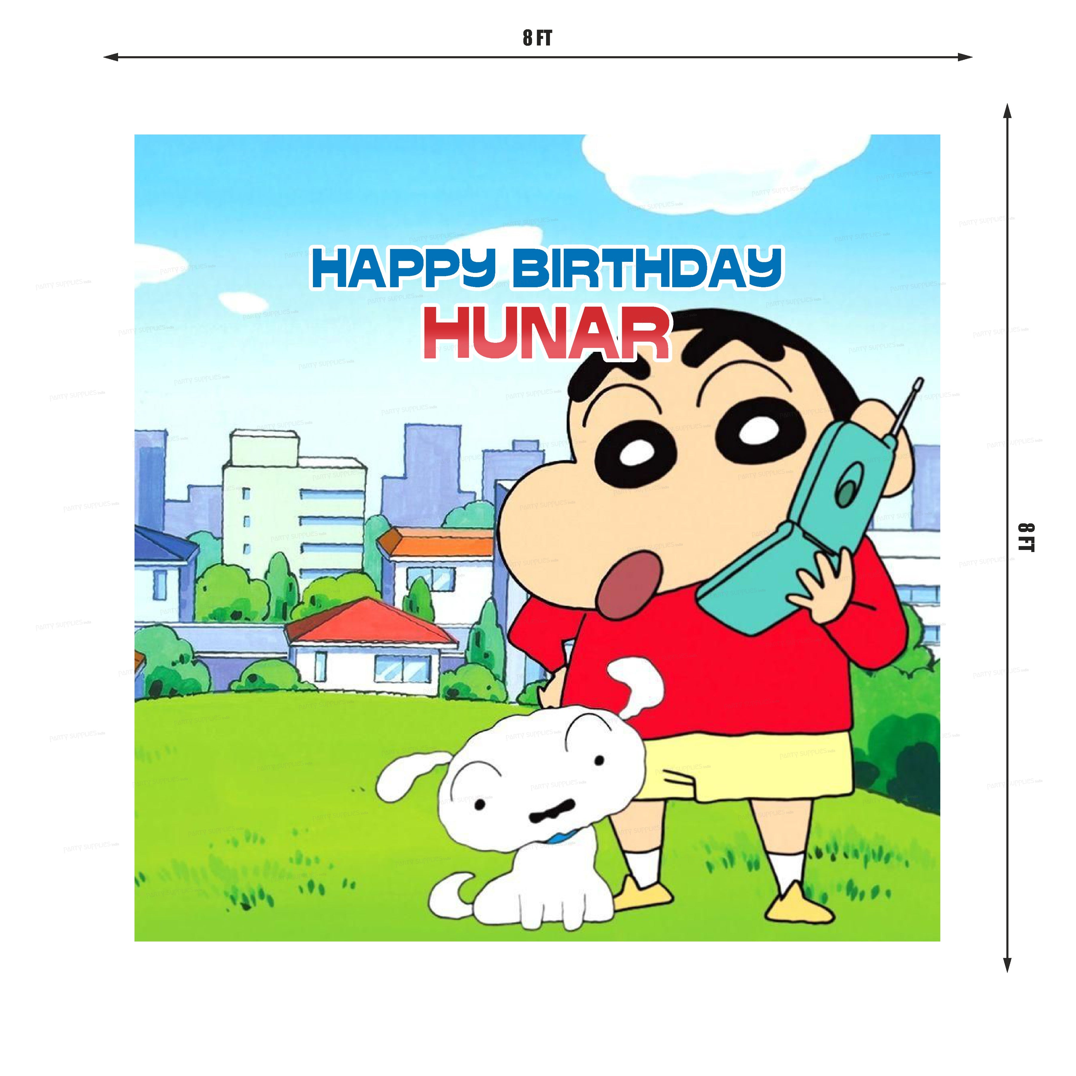 Shinchan Theme Personalized Square Backdrop