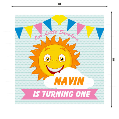 Sunshine Theme Boy Personalized with Name Square Backdrop