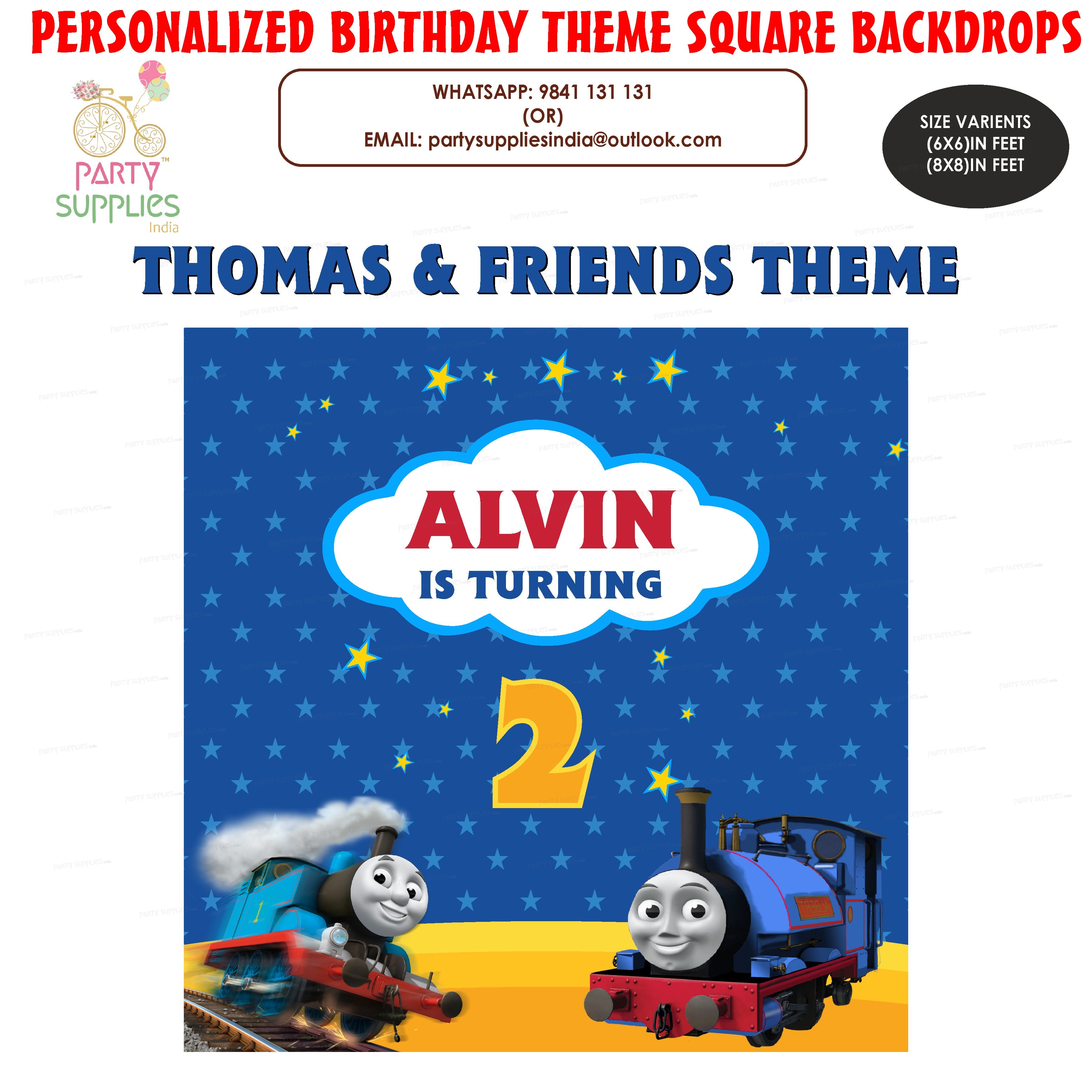 Thomas and Friends Theme Customized Square Backdrop