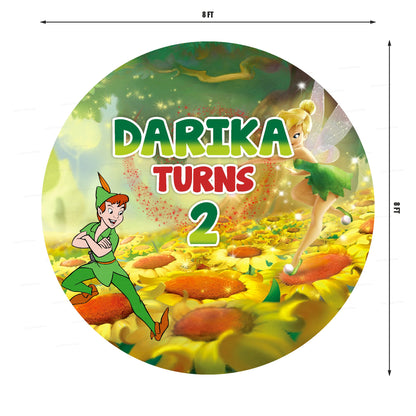 Tinker Bell Theme Personalized Round Backdrop