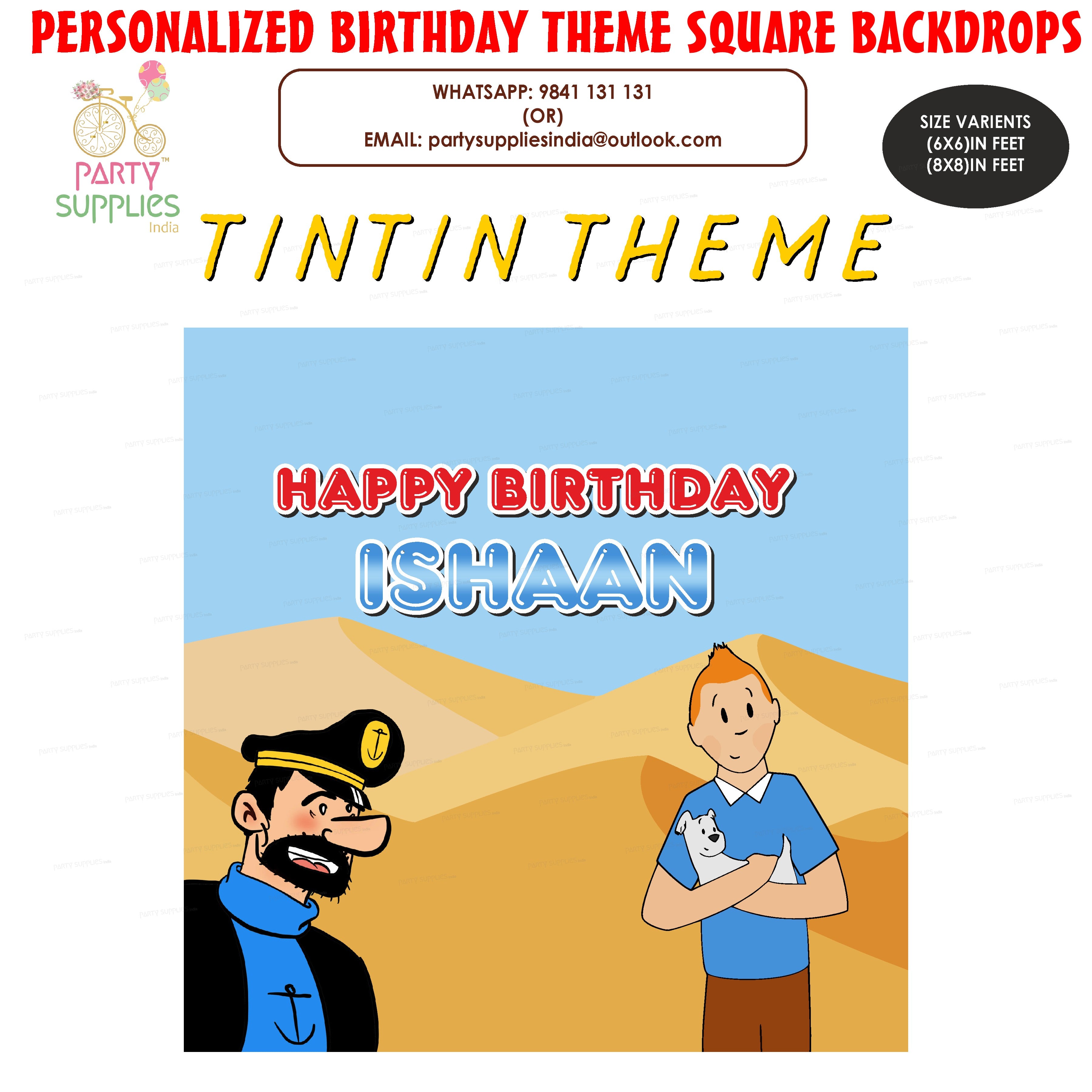 Tintin Theme Customized Square Backdrop