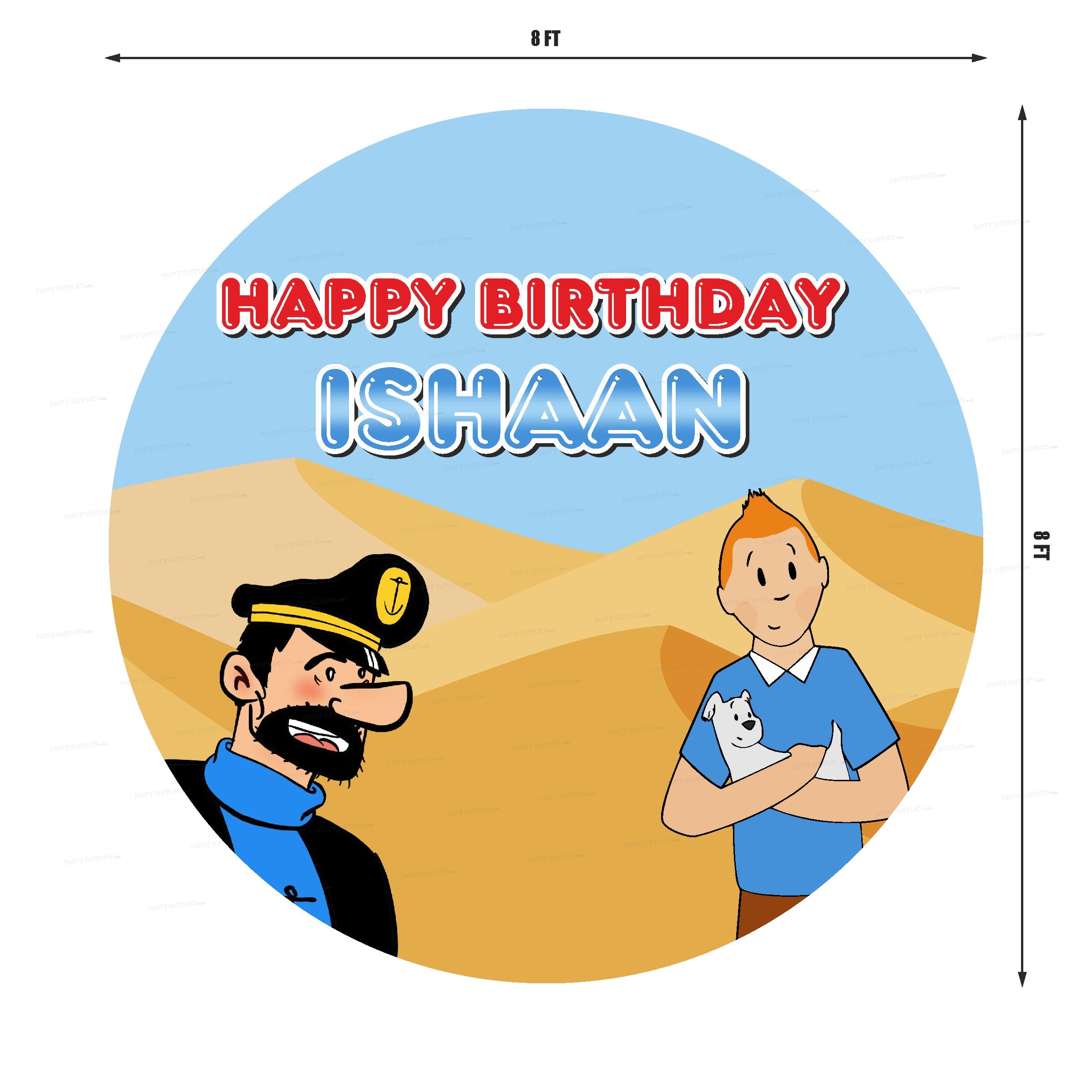 Tintin Theme Customized Round Backdrop