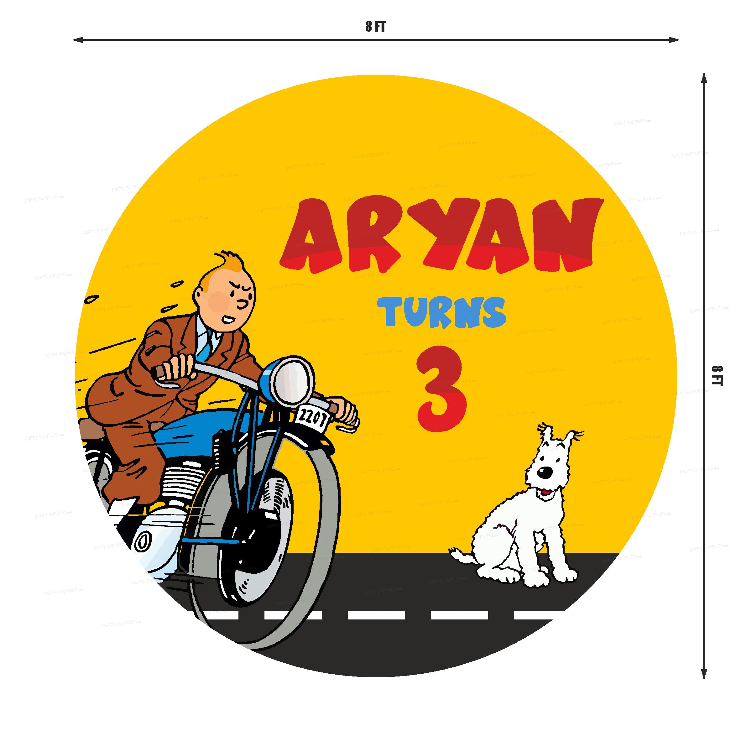 Tintin Theme Personalized Backdrop