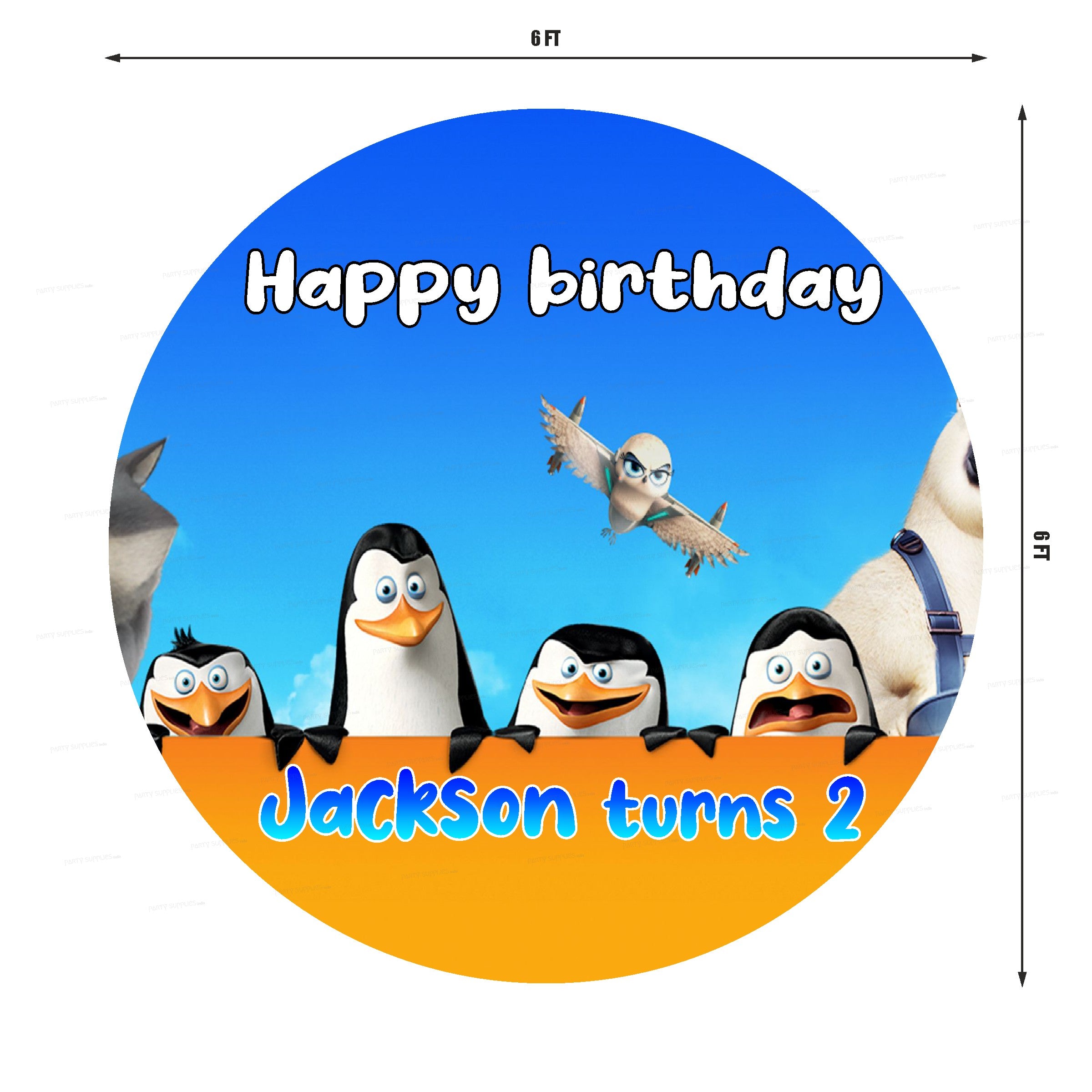 Penguin Personalized Theme Round  Backdrop