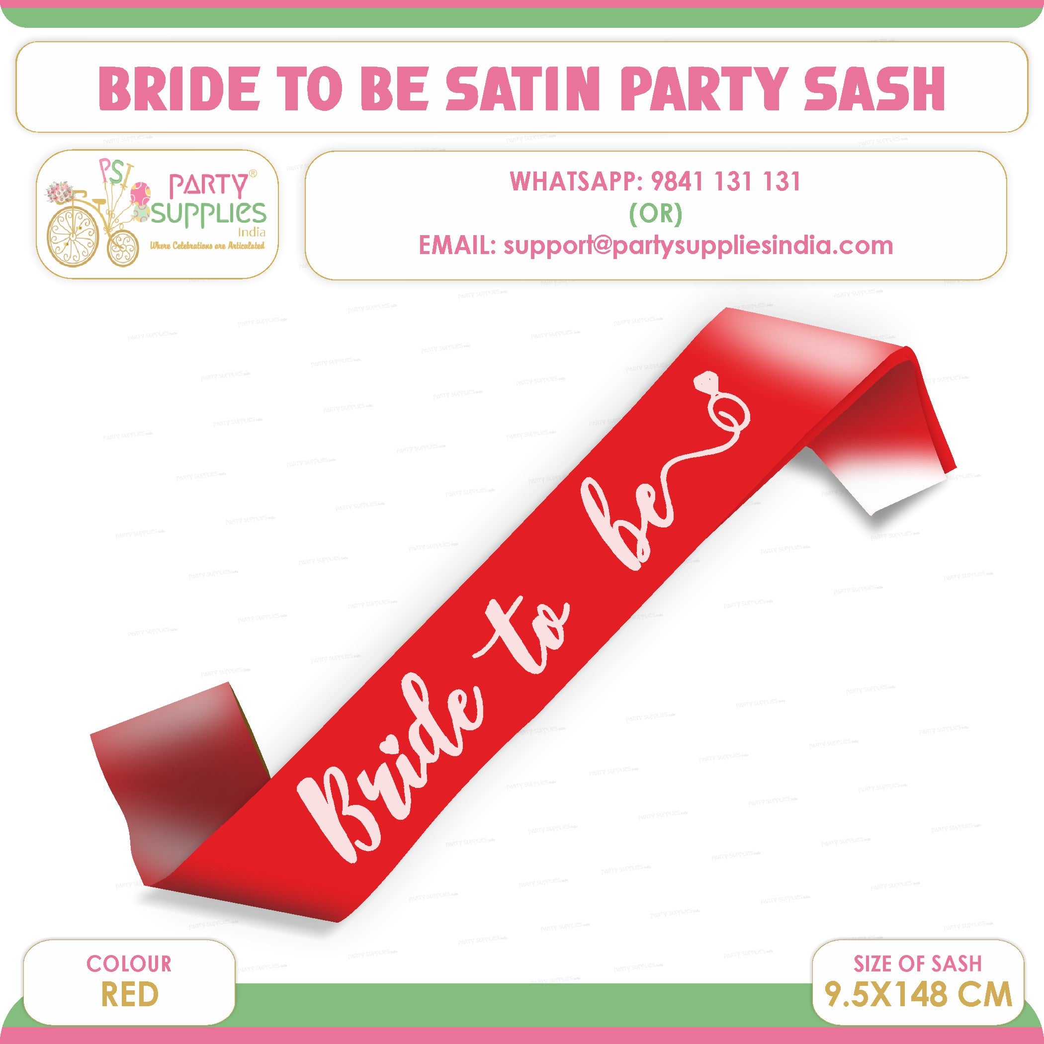 Bride to Be Red Satin Party Sash