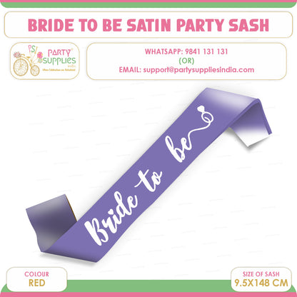 Bride to Be Purple Satin Party Sash