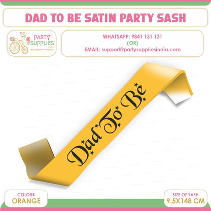 PSI Dad to Be Orange Satin Party Sash