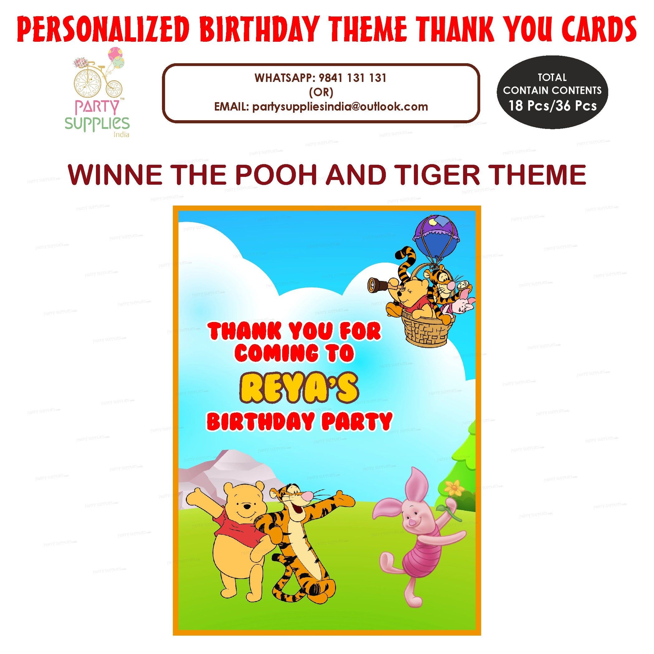Winnie the Pooh Theme Thank You Card