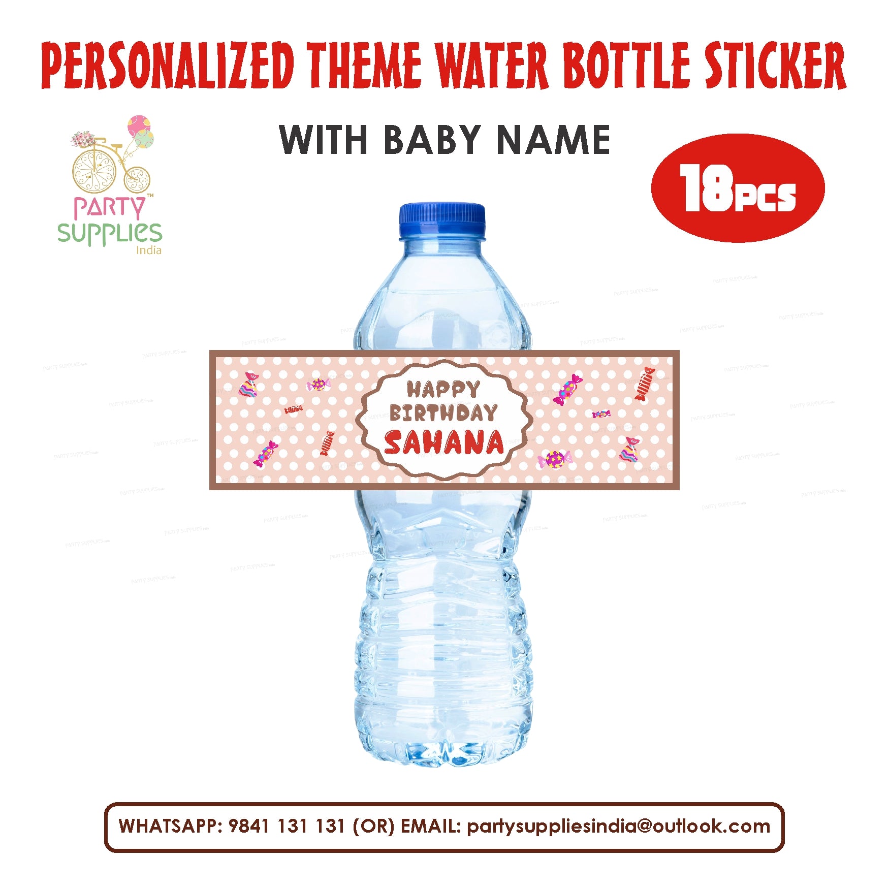 Candy Theme Water Bottle Sticker