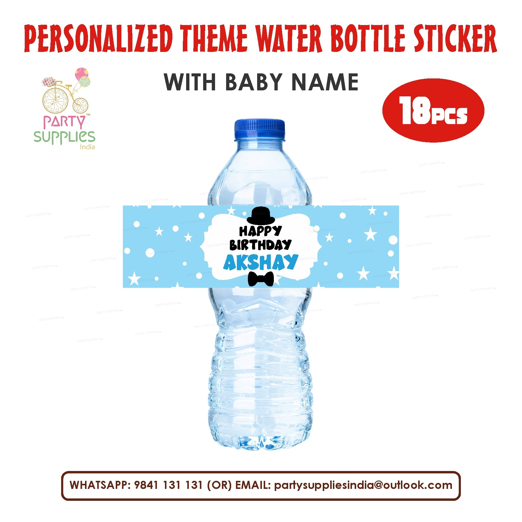 Little Man Theme Water Bottle Sticker